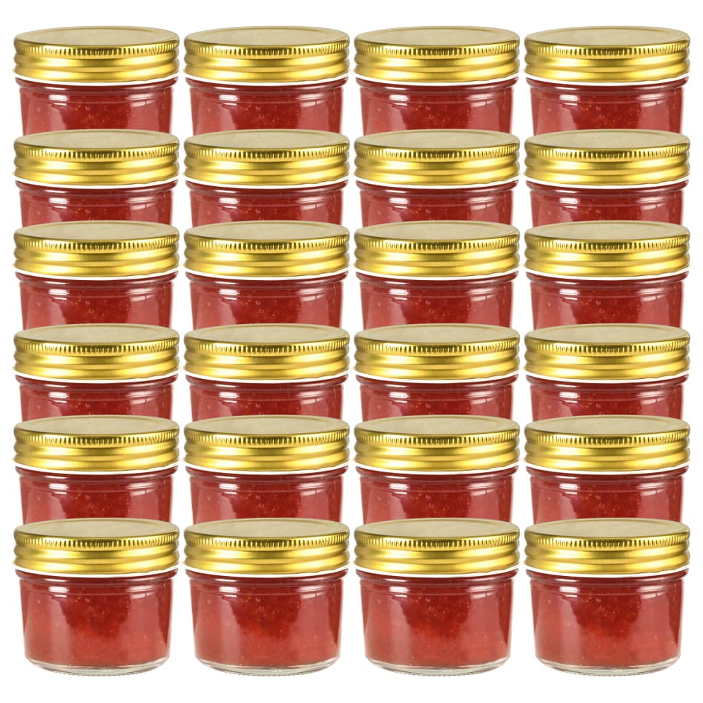 vidaXL Staklenke za džem sa zlatnim poklopcima 24 kom 110 ml