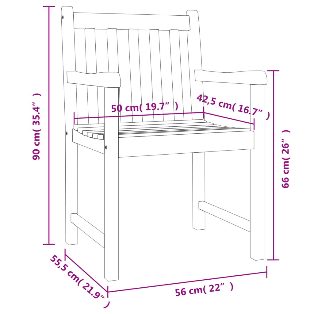 vidaXL Vrtne stolice 4 kom 56 x 55,5 x 90 cm od masivnog drva bagrema