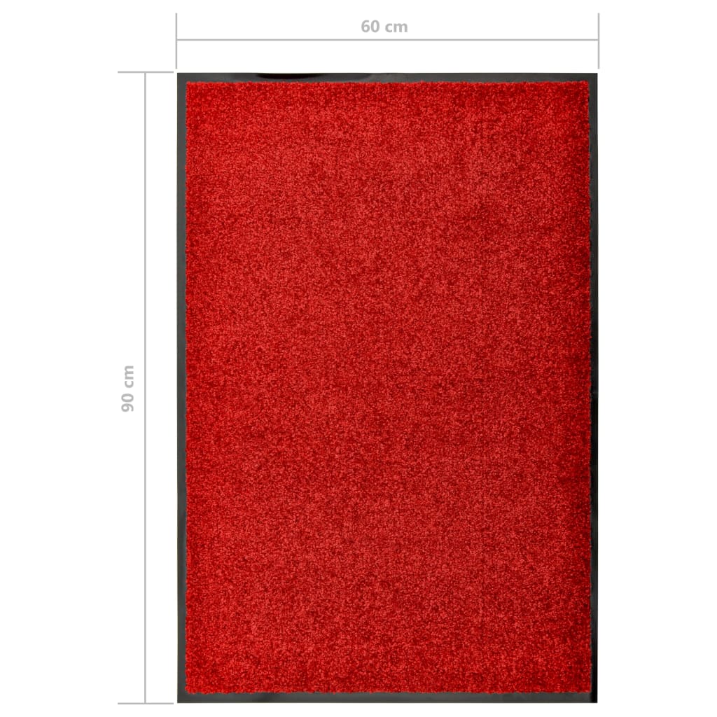 vidaXL Otirač perivi crveni 60 x 90 cm