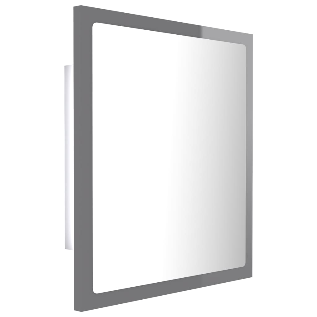 vidaXL LED kupaonsko ogledalo visoki sjaj sivo 40x8,5x37 cm akrilno
