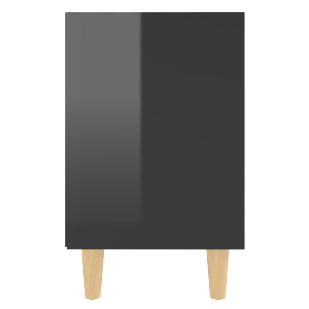 vidaXL Noćni ormarić s nogama od masivnog drva sjajni crni 40x30x50 cm