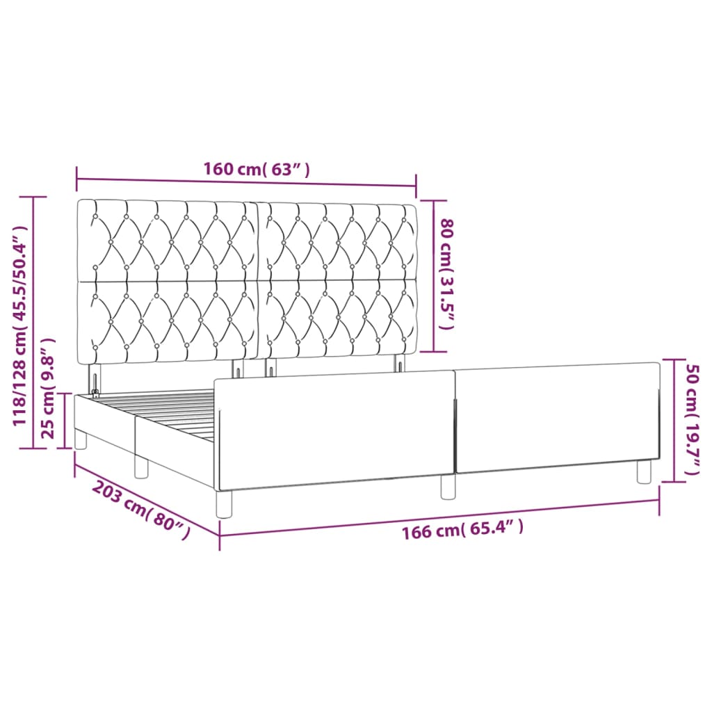 vidaXL Okvir za krevet s uzglavljem crni 160x200 cm baršunasti
