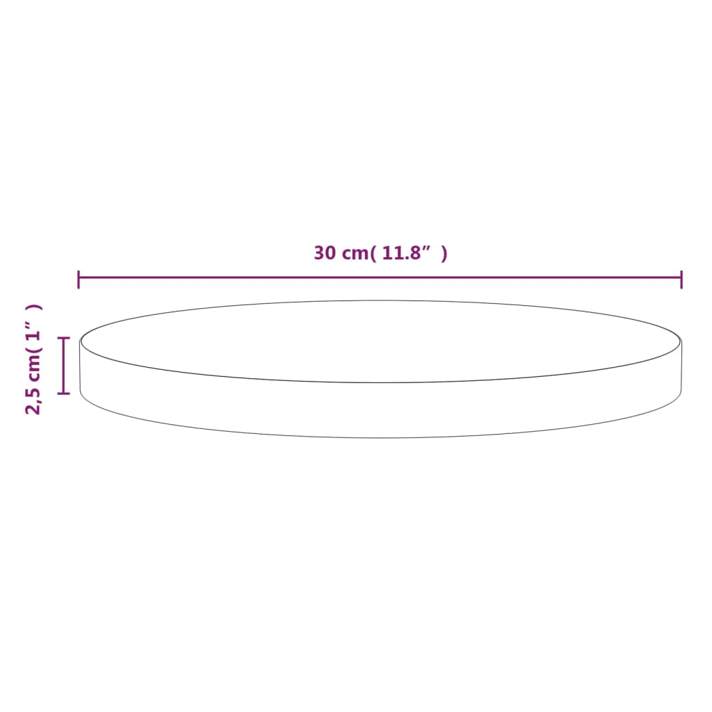 vidaXL Ploča za stol smeđa Ø 30 x 2,5 cm od masivne borovine