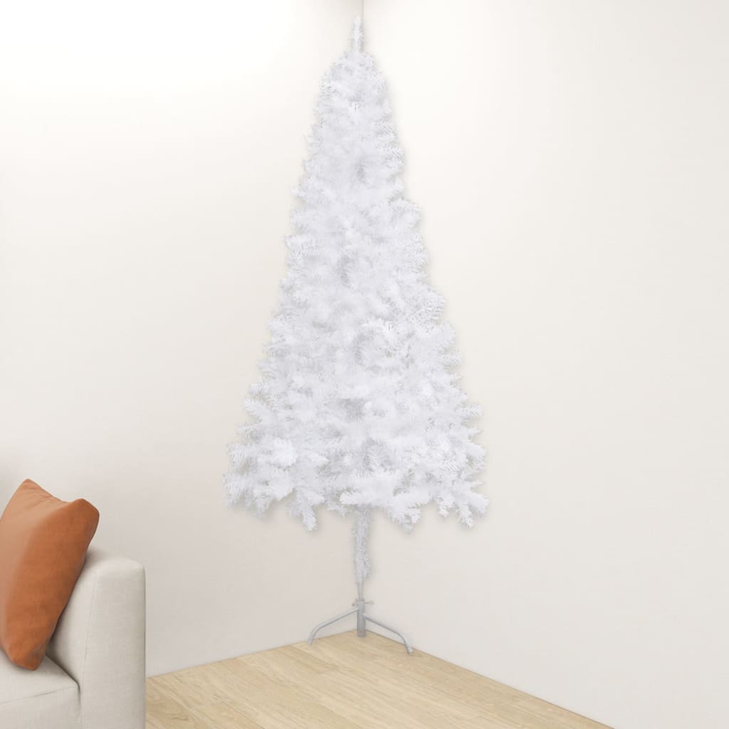 vidaXL Kutno umjetno božićno drvce s LED svjetlima bijelo 150 cm PVC