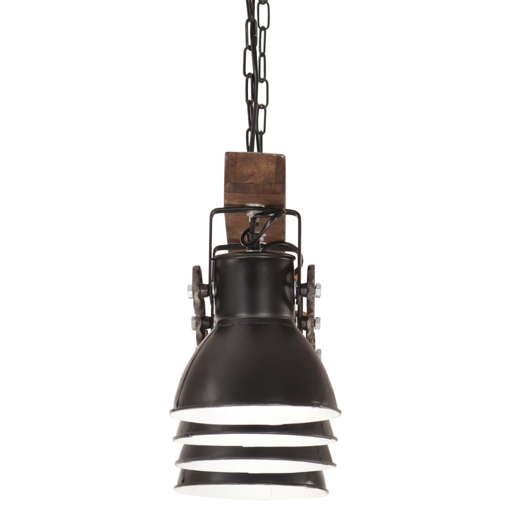 vidaXL Industrijska stropna svjetiljka crna E27 od drva manga