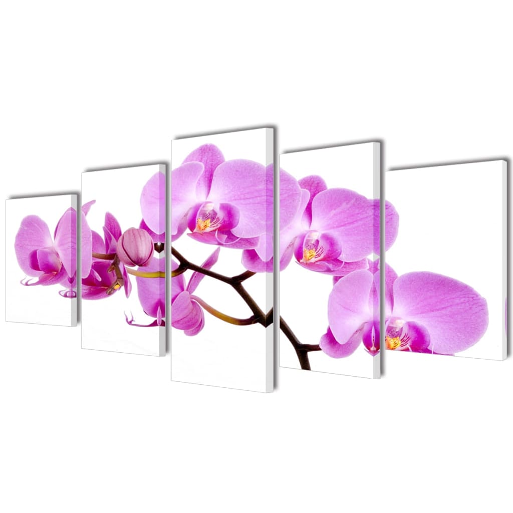 Zidne Slike na Platnu Set s Printom Orhideja 100 x 50 cm