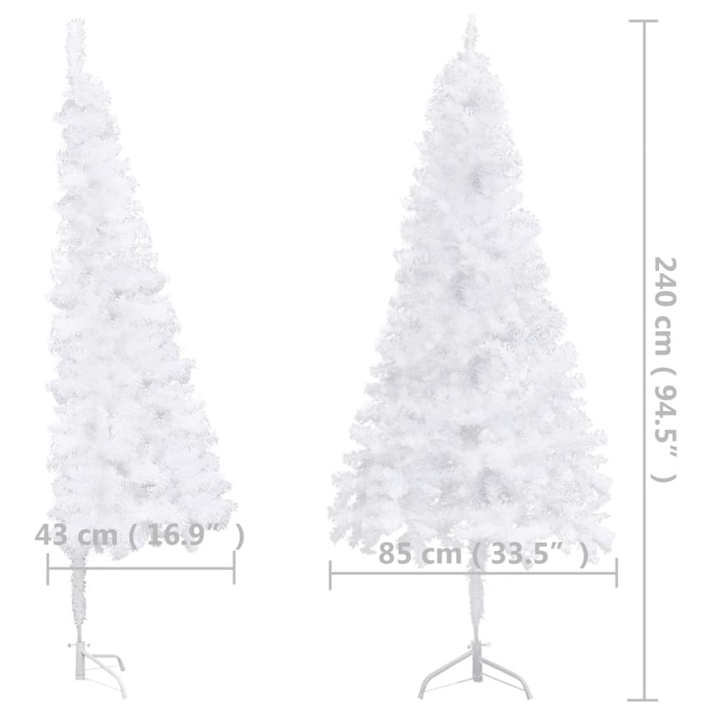vidaXL Kutno umjetno osvijetljeno božićno drvce bijelo 240 cm PVC