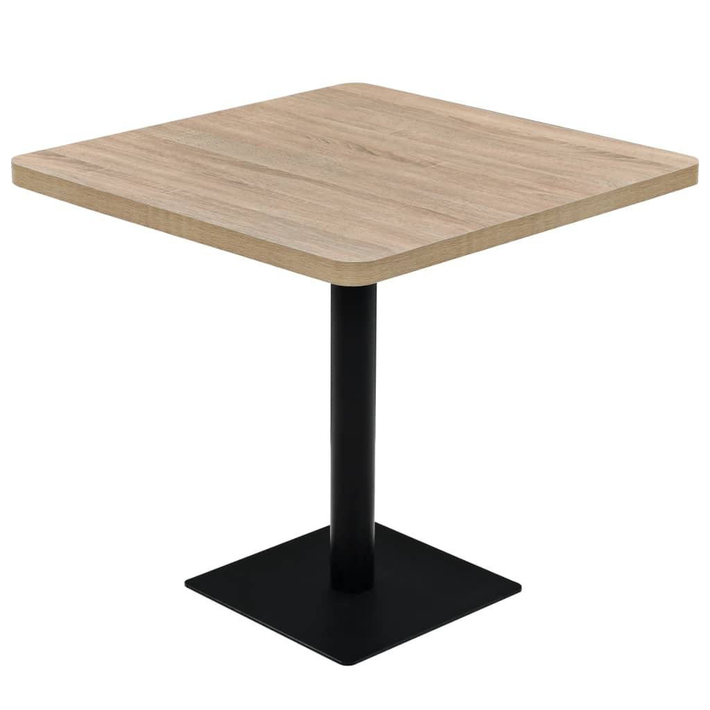 vidaXL Kvadratni stol za bistro od MDF-a i čelika 80x80x75 cm boja hrasta