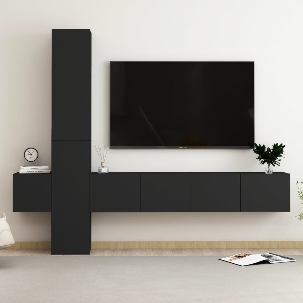 vidaXL 5-dijelni set TV ormarića od iverice crni