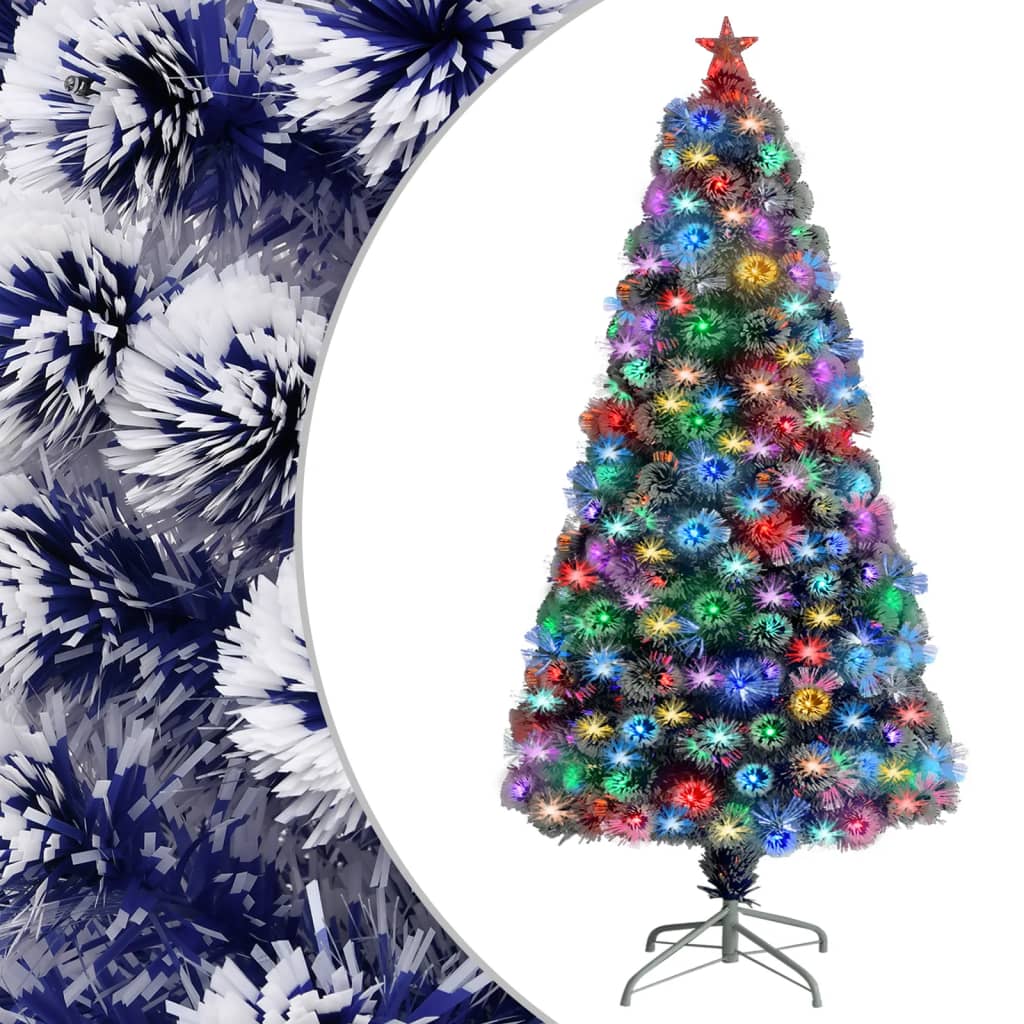 vidaXL Umjetno božićno drvce bijelo-plavo 120 cm optička vlakna
