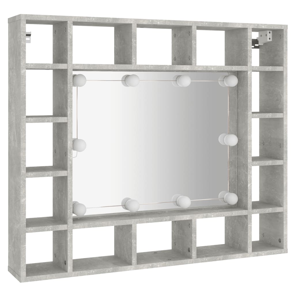 vidaXL Kupaonski ormarić s ogledalom LED boja betona 91 x 15 x 76,5 cm