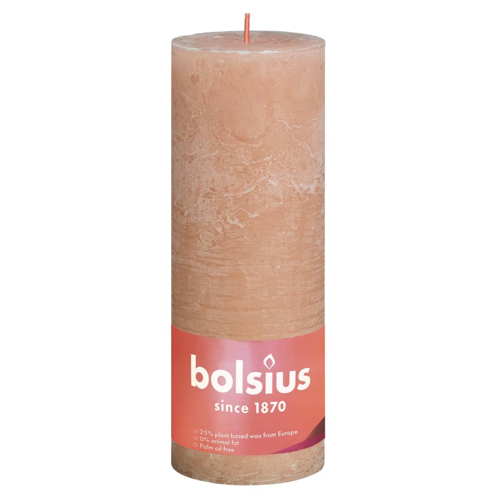 Bolsius rustične debele svijeće Shine 4 kom 190x68 mm mutno ružičaste