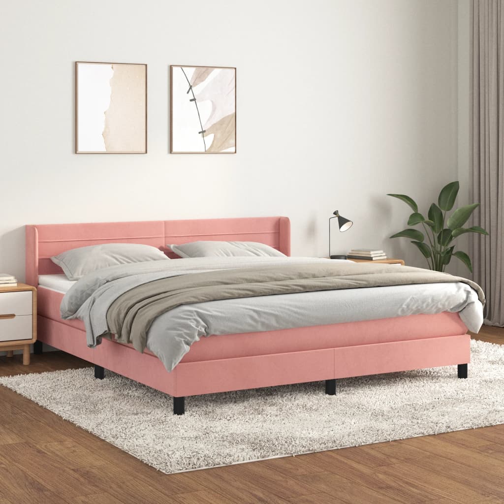 vidaXL Krevet s oprugama i madracem ružičasti 160x200 cm baršunasti