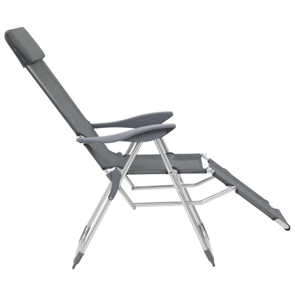 vidaXL Sklopive stolice za kampiranje s osloncima za noge 2 kom sive