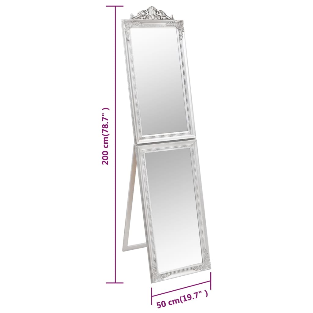vidaXL Samostojeće ogledalo srebrno 50x200 cm