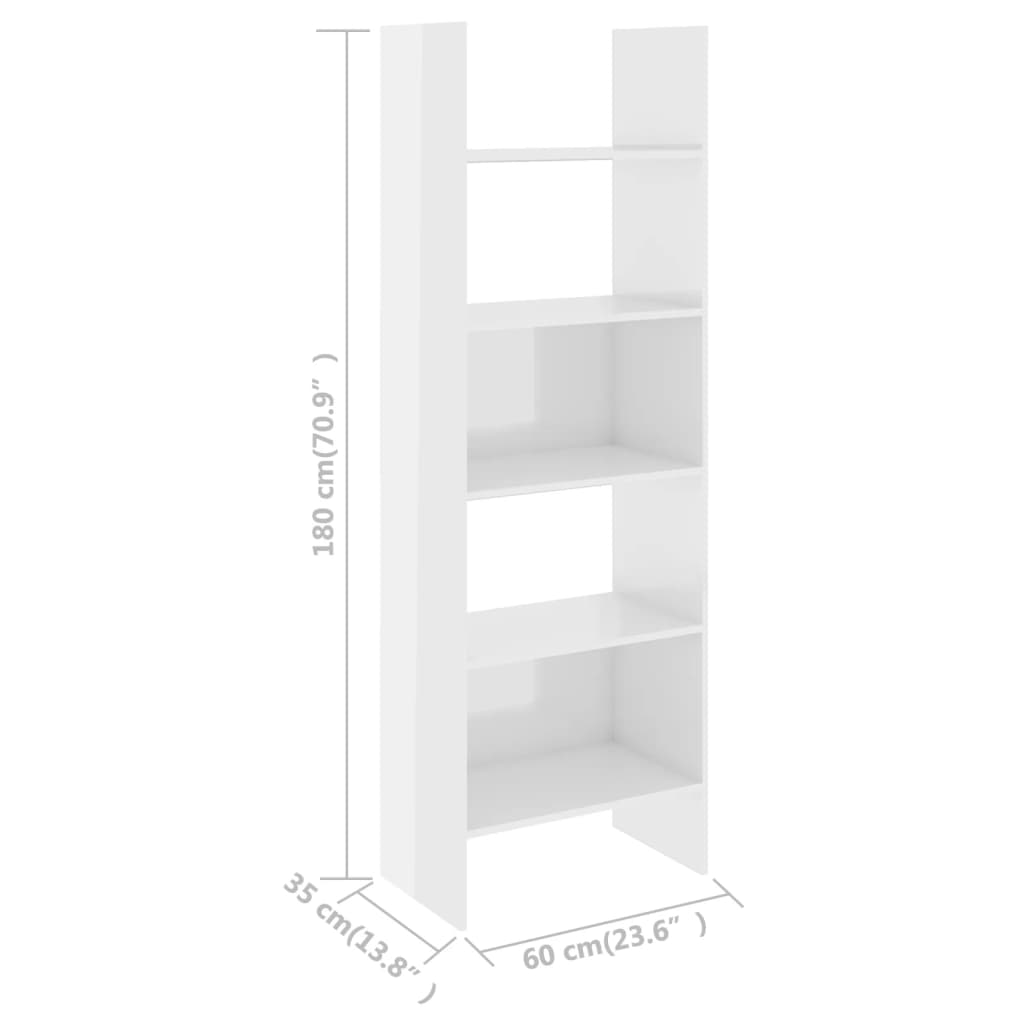 vidaXL Ormarić za knjige sjajni bijeli 60x35x180 cm konstruirano drvo