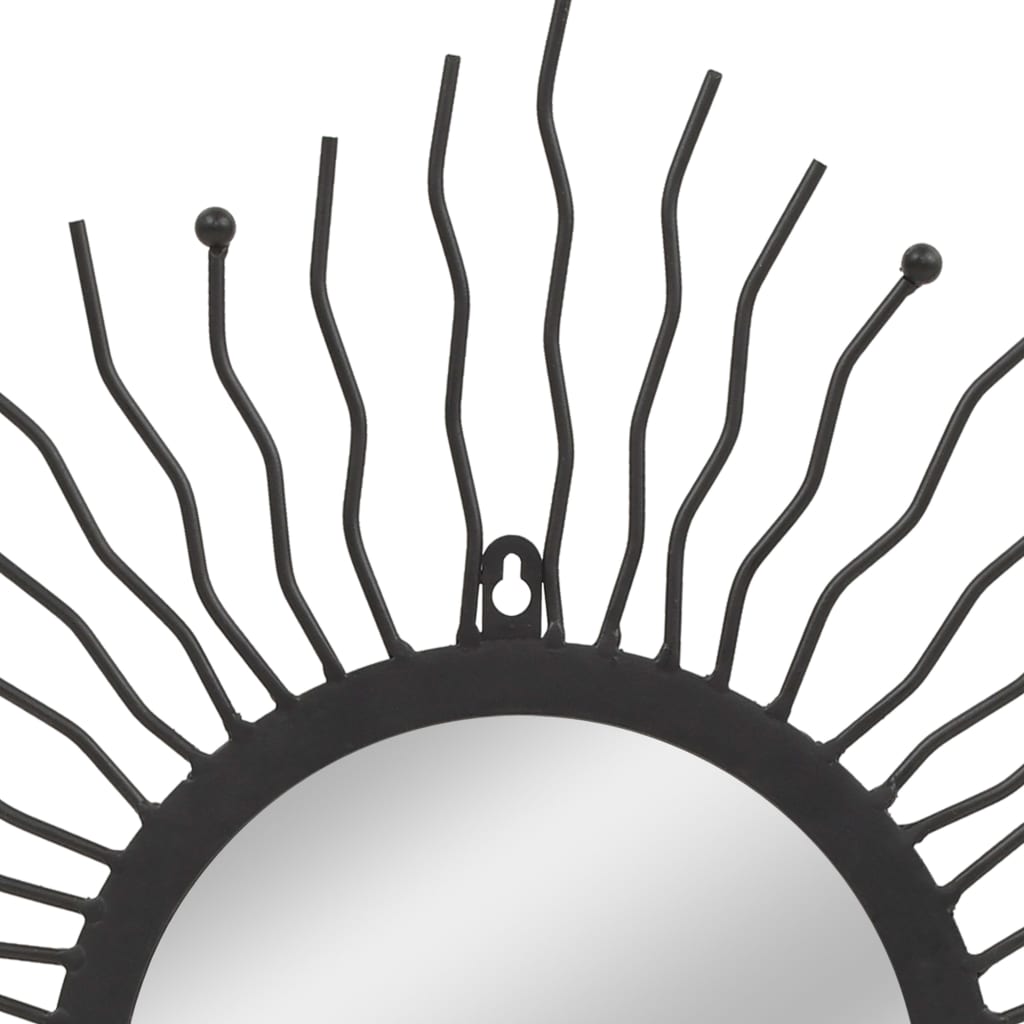 vidaXL Zidno ogledalo u obliku sunca 60 cm crno