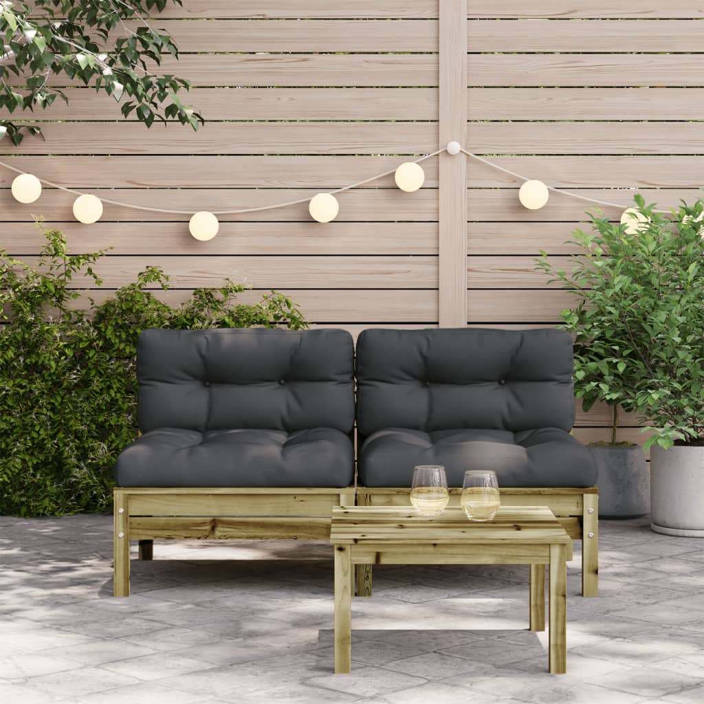 vidaXL Vrtna sofa s jastucima 2 kom od impregnirane borovine