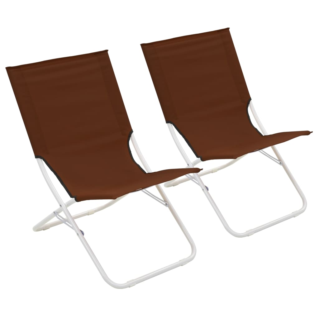vidaXL Sklopive stolice za plažu 2 kom smeđe