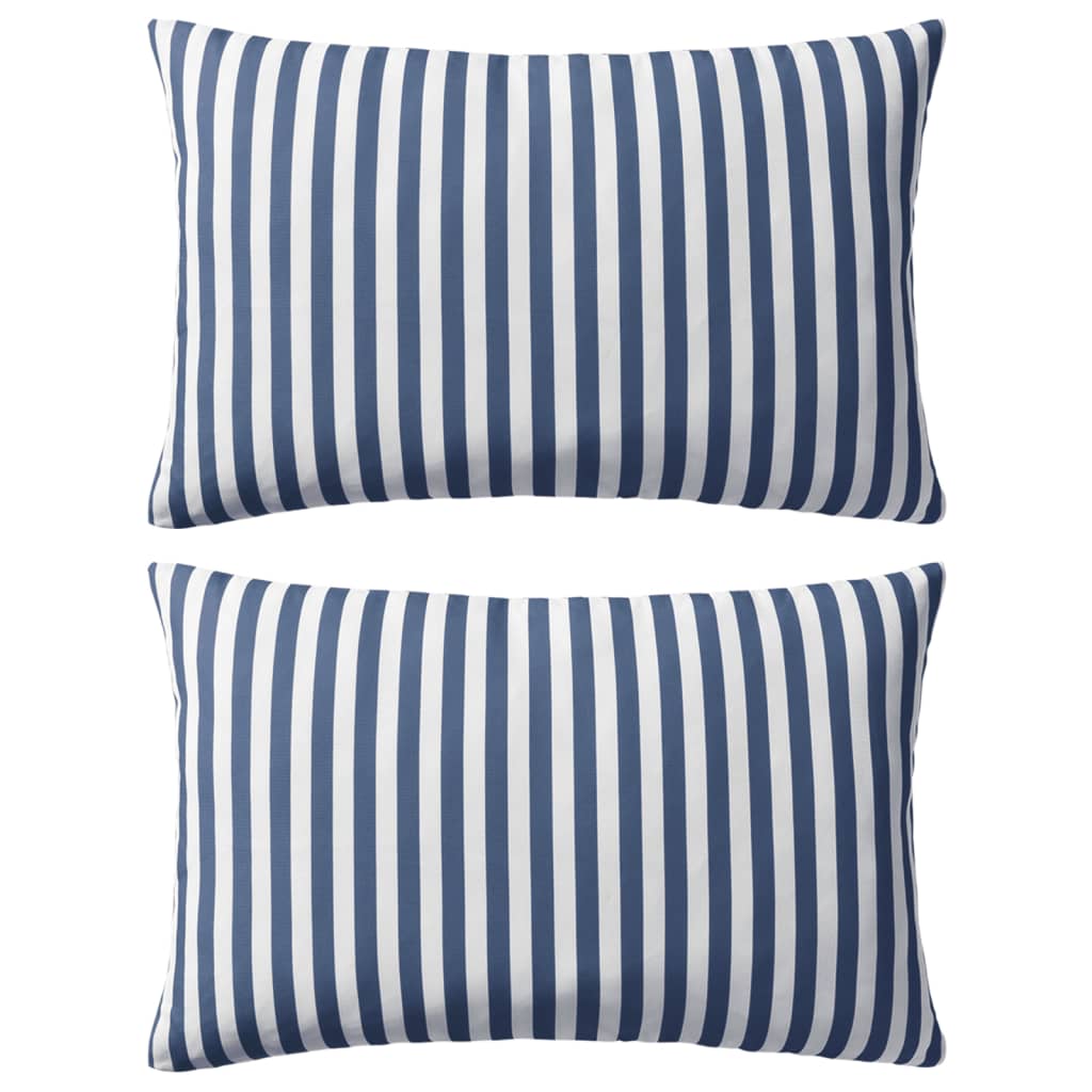 vidaXL Vrtni jastuci s prugastim uzorkom 2 kom 60 x 40 cm mornarsko plavi