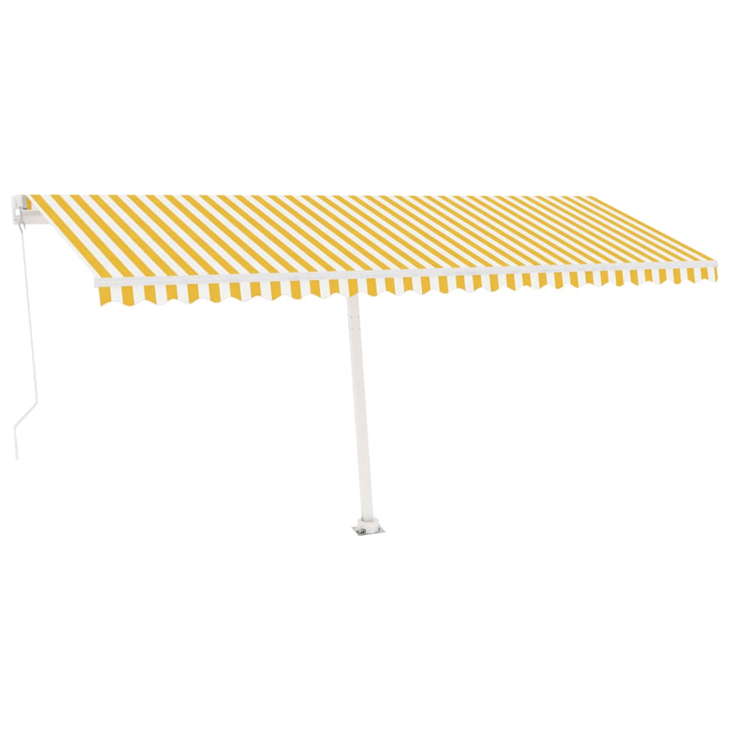 vidaXL Samostojeća tenda na ručno uvlačenje 500 x 350 cm žuto-bijela