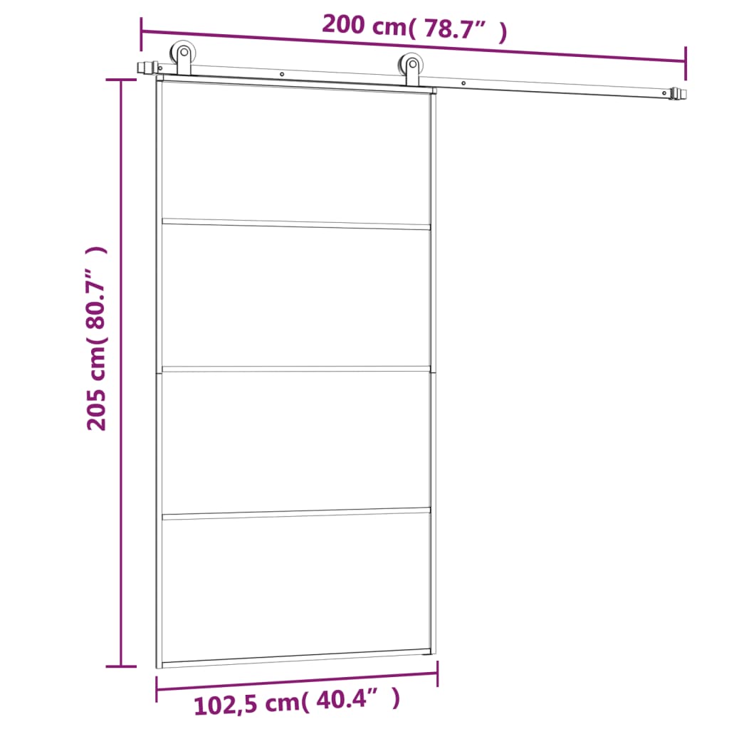 vidaXL Klizna vrata s priborom 102,5x205 cm od stakla ESG i aluminija