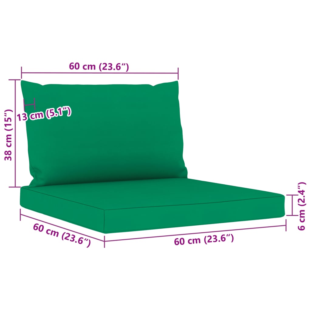 vidaXL 9-dijelna vrtna garnitura sa zelenim jastucima