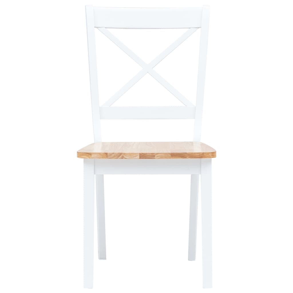 vidaXL Blagovaonske stolice bijele i prirodne 2 kom drvo kaučukovca