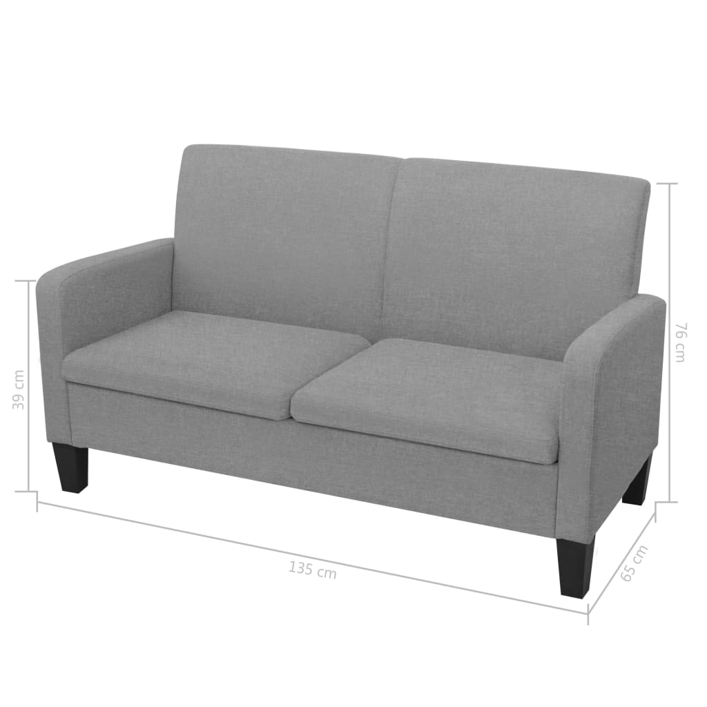 vidaXL 2-dijelni set sofa od tkanina svjetlosivi
