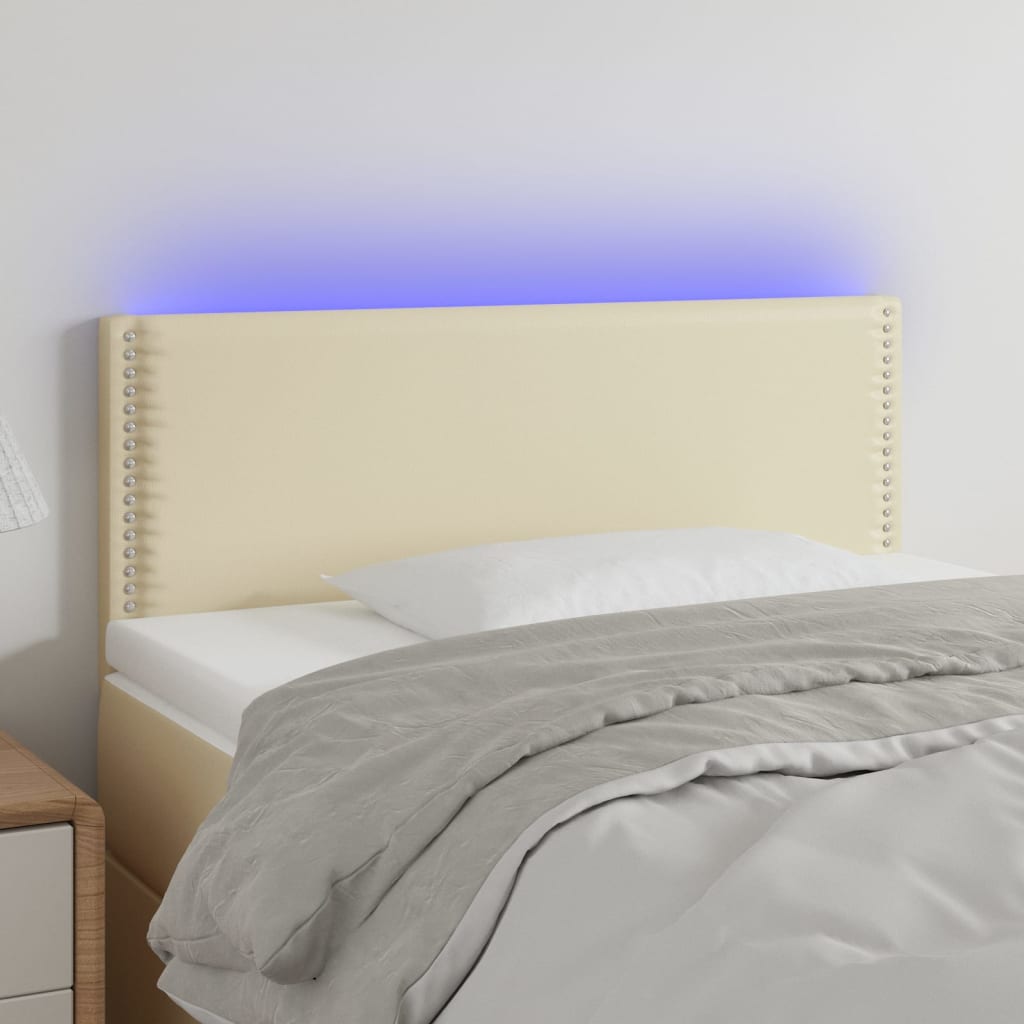 vidaXL LED uzglavlje krem 90 x 5 x 78/88 cm od umjetne kože