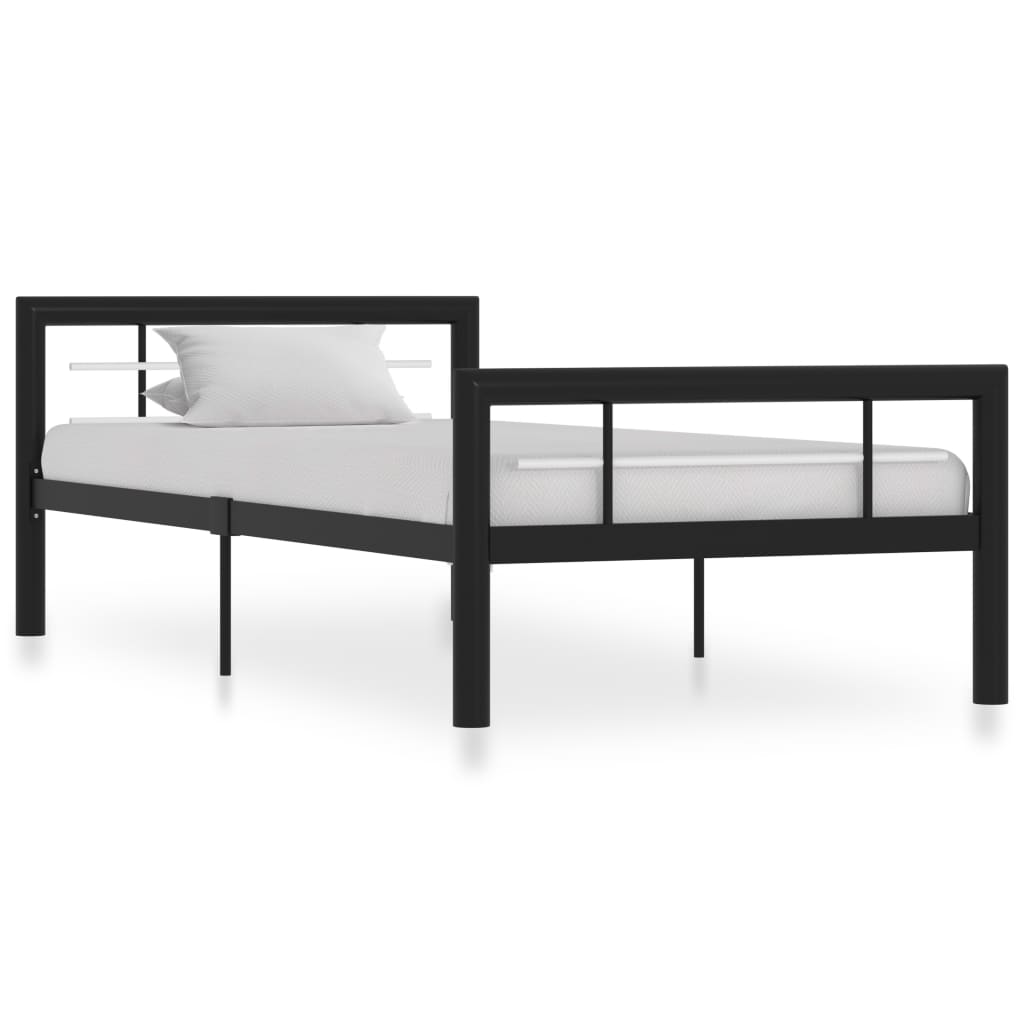 vidaXL Okvir za krevet crno-bijeli metalni 100 x 200 cm