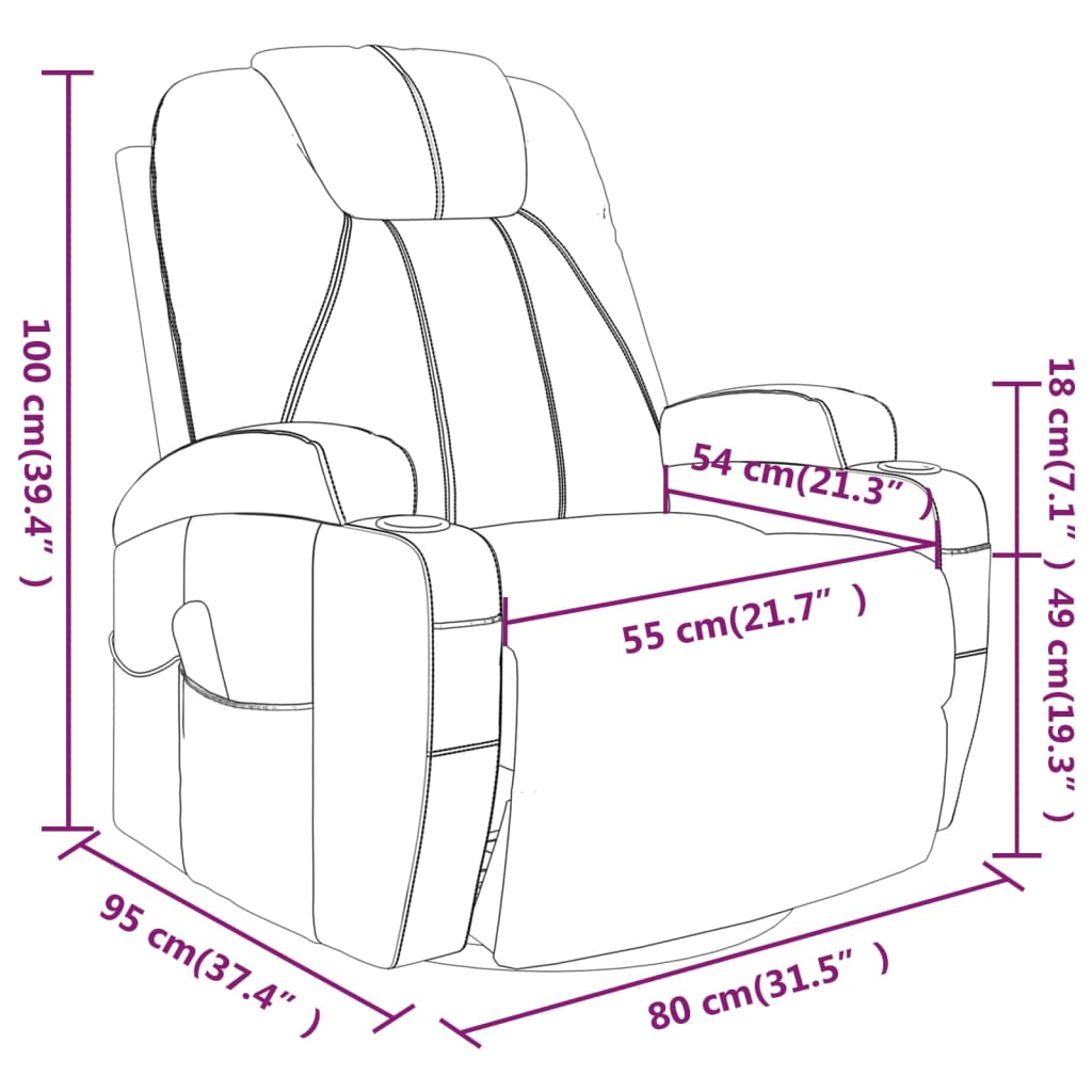 vidaXL Ljuljajuća masažna fotelja od umjetne kože krem