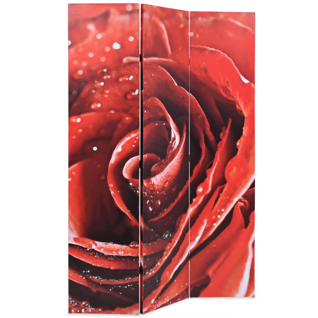 vidaXL Sklopiva sobna pregrada sa slikom crvene ruže 120 x 170 cm