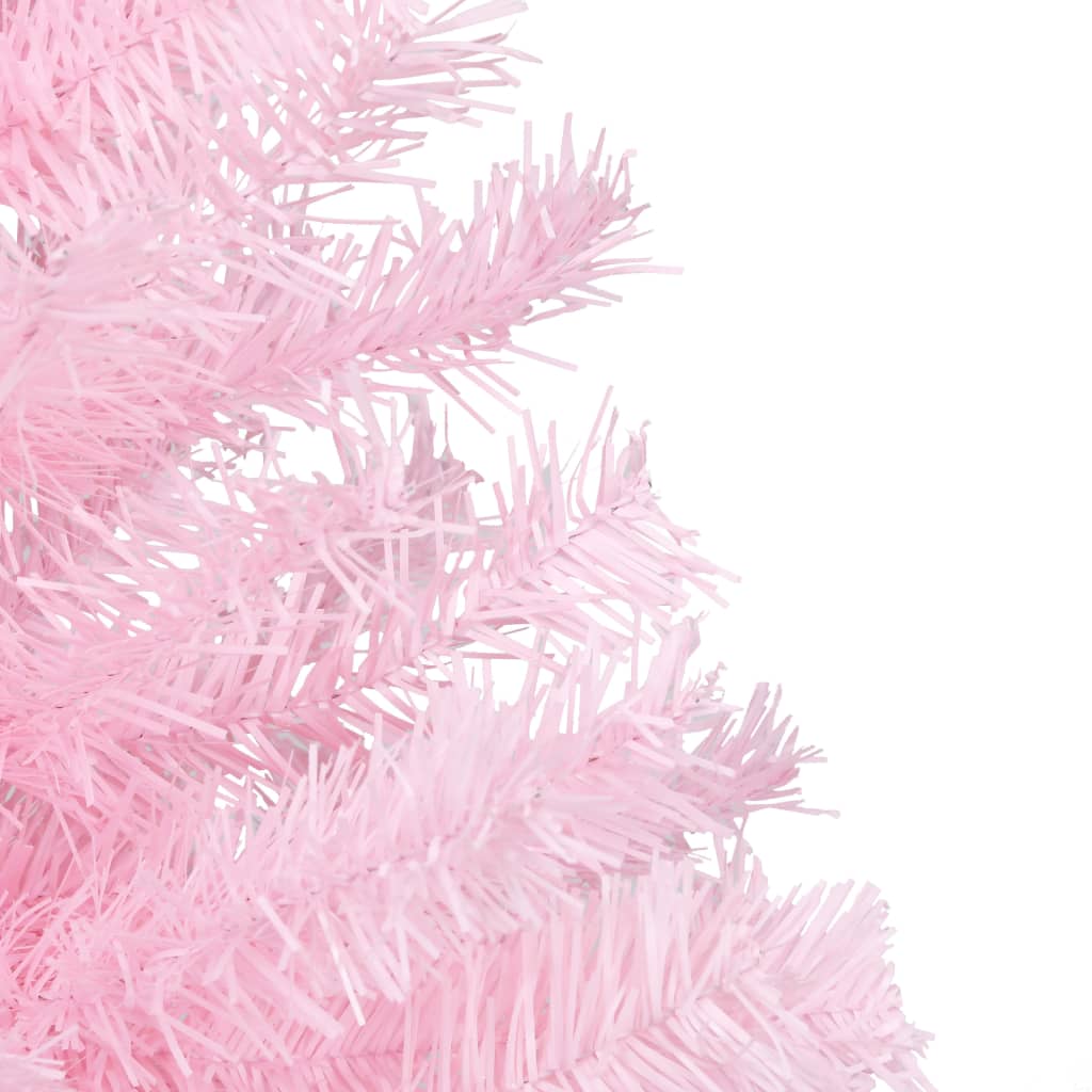 vidaXL Umjetno osvijetljeno božićno drvce s kuglicama rozo 180 cm PVC