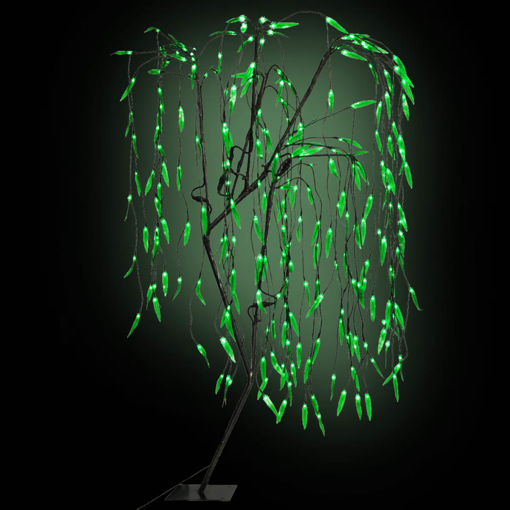 vidaXL Božićno drvce s LED zelenim žaruljama vrba 150 cm
