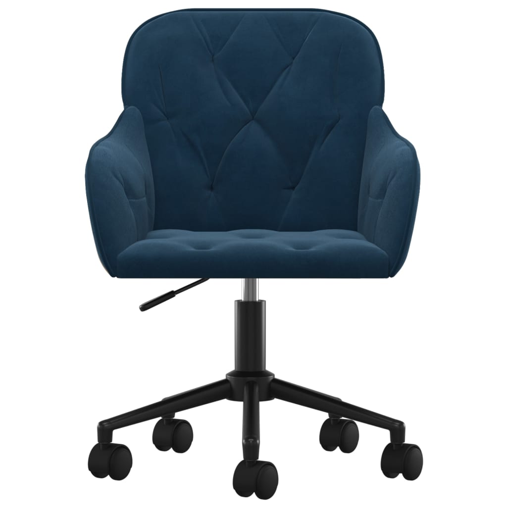 vidaXL Okretna uredska stolica plava baršunasta