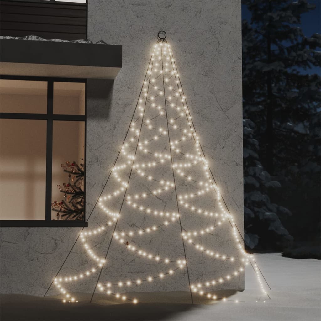 vidaXL Zidno drvce s metalnom kukom 260 LED tople bijele 3 m