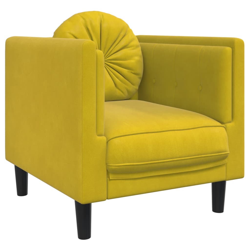 vidaXL Fotelja s jastukom žuta baršunasta
