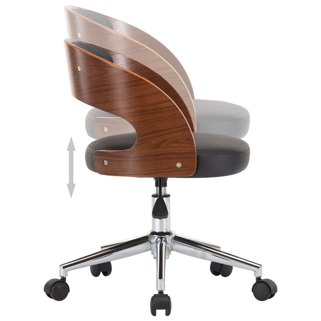 vidaXL Okretna uredska stolica od savijenog drva i umjetne kože crna