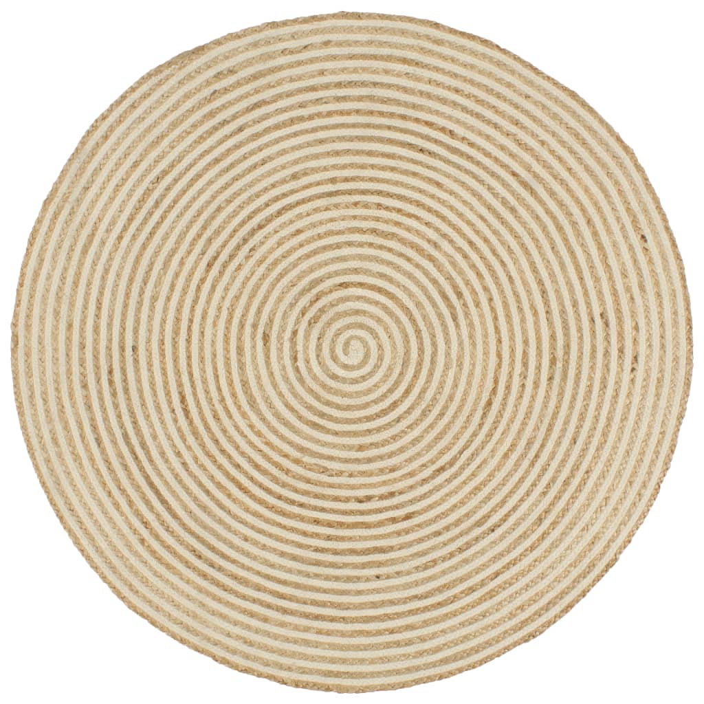 vidaXL Ručno rađeni tepih od jute sa spiralnim uzorkom bijeli 150 cm