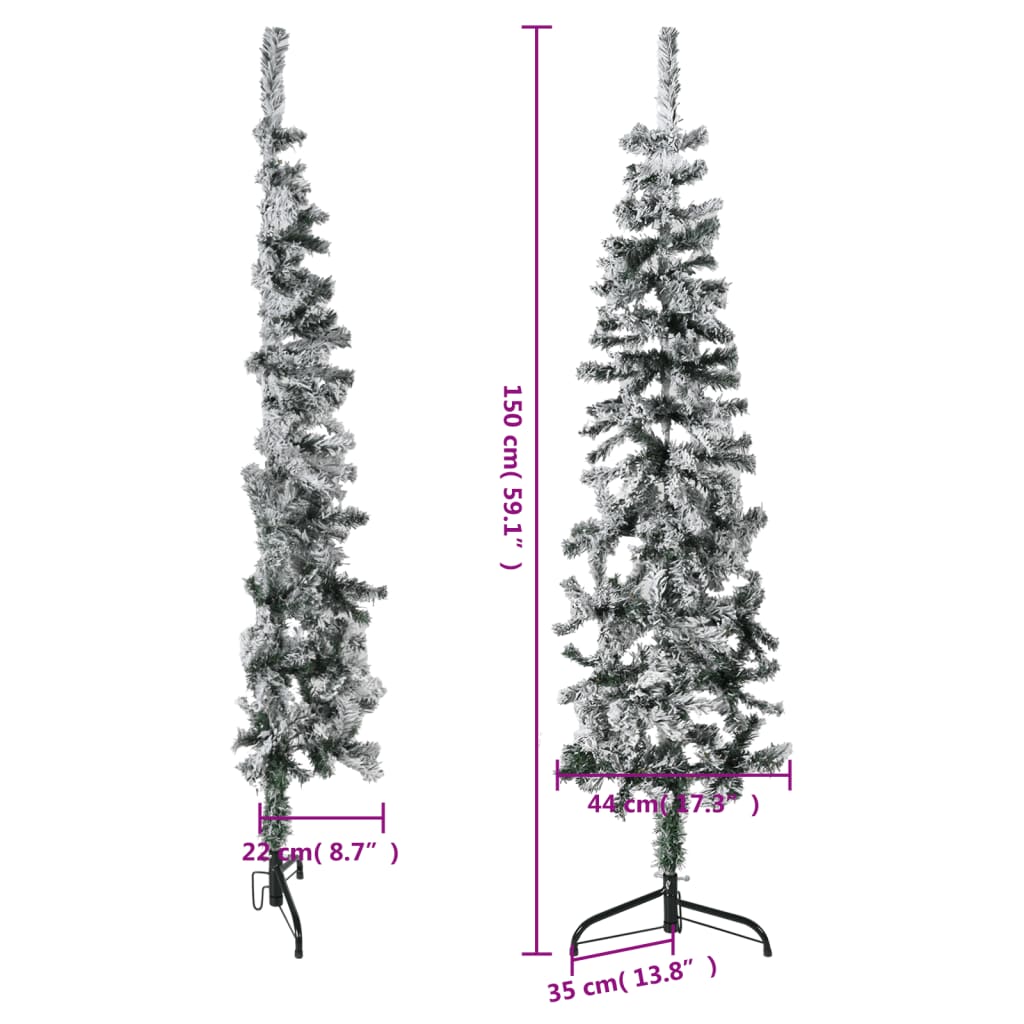vidaXL Tanka umjetna polovica božićnog drvca sa snijegom 150 cm