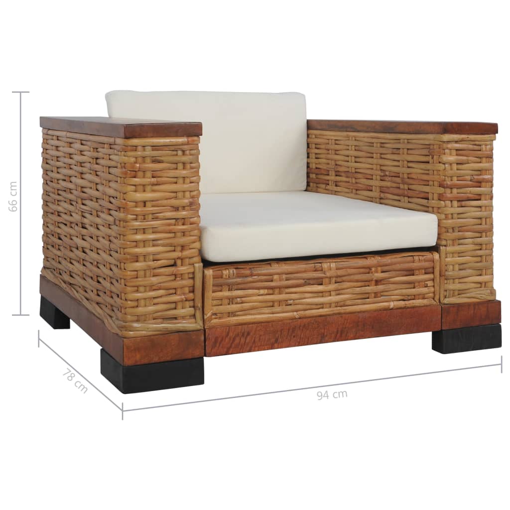 vidaXL 2-dijelni set sofa od prirodnog ratana s jastucima smeđi
