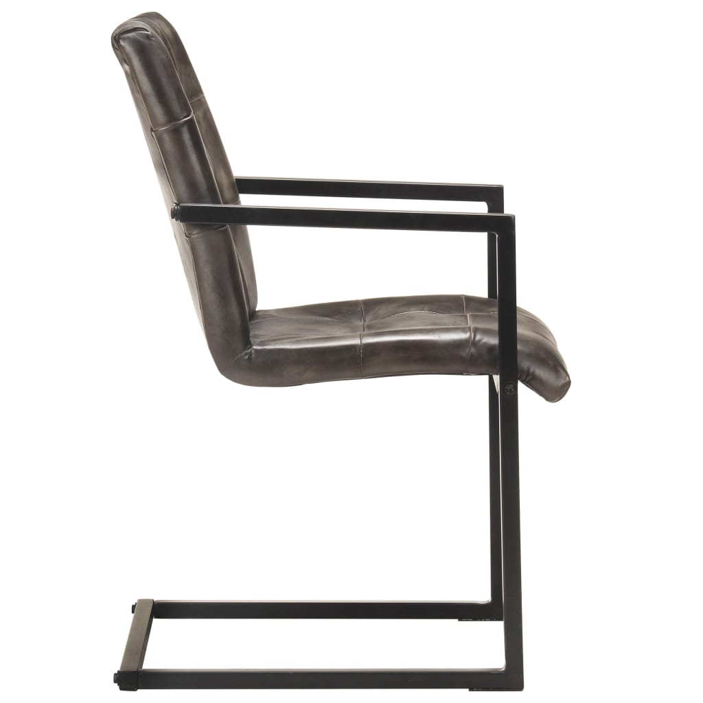 vidaXL Konzolne blagovaonske stolice od prave kože 2 kom grube sive