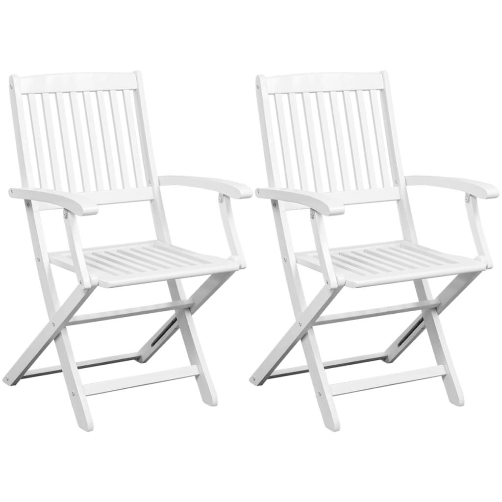 vidaXL Vrtne sklopive stolice 2 kom masivno bagremovo drvo bijele