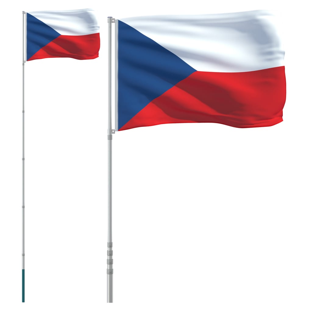 vidaXL Češka zastava i jarbol 5,55 m aluminijska