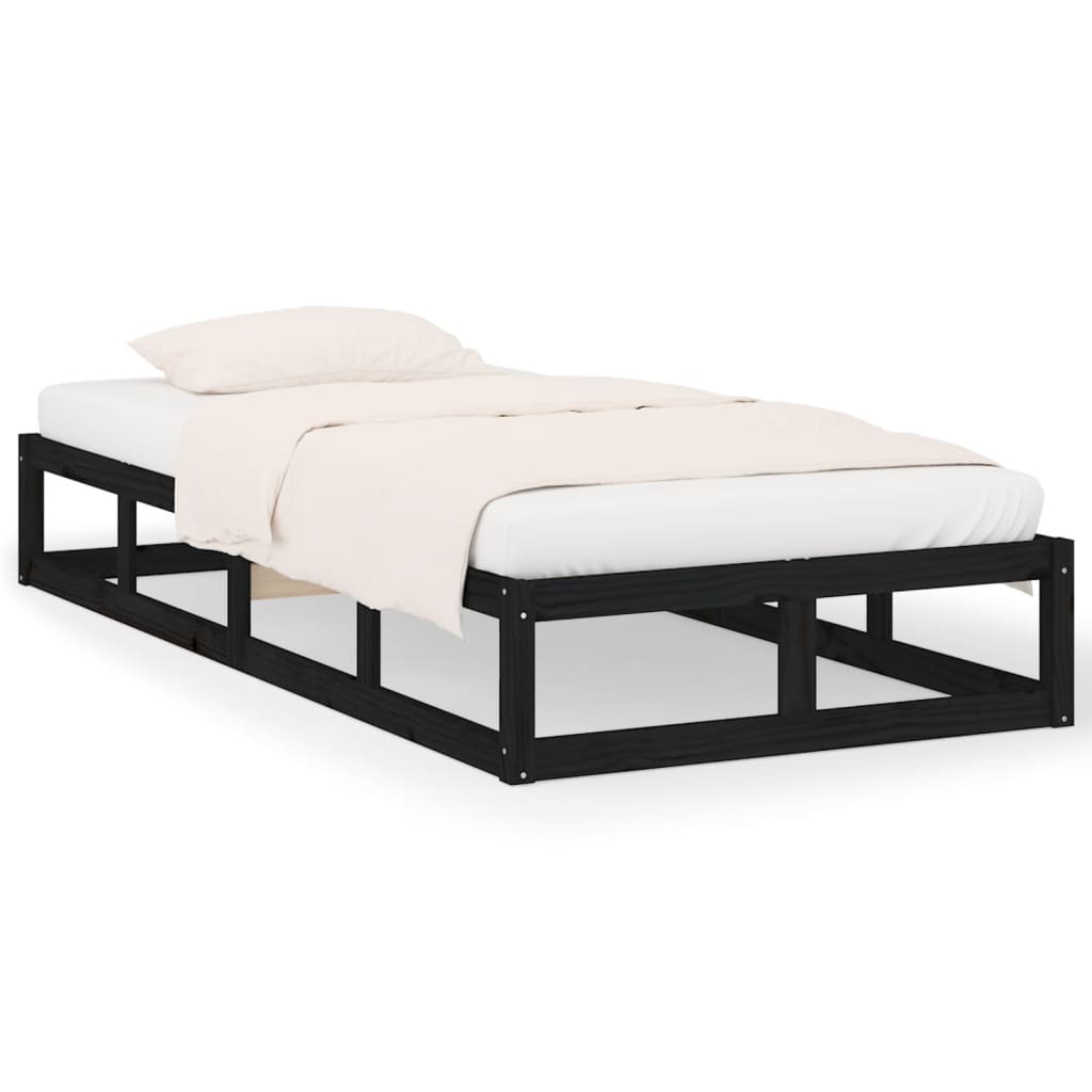 vidaXL Okvir za krevet crni 90 x 200 cm od masivnog drva