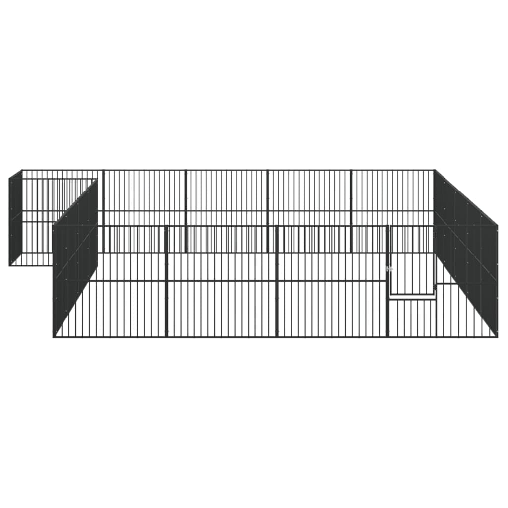 vidaXL Ograda za pse s 20 panela crna od pocinčanog čelika
