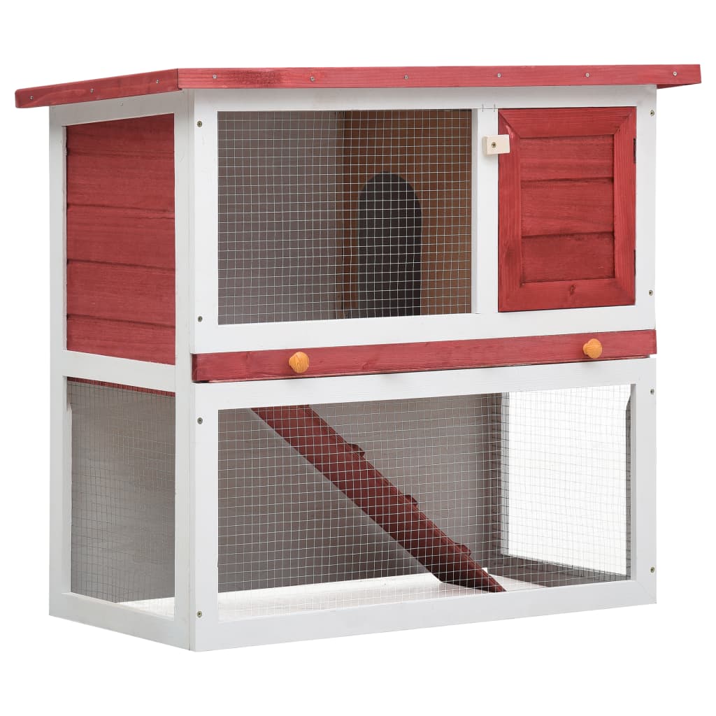 vidaXL Vanjska kućica za zečeve s 1 vratima crvena drvena