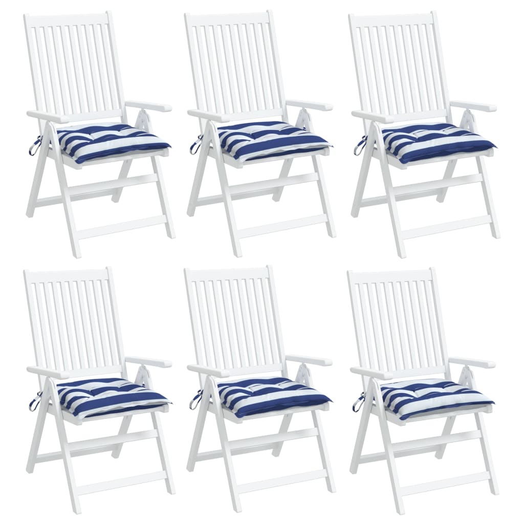 vidaXL Jastuci za stolice 6 kom plavo-bijele pruge 40x40x7 cm tkanina