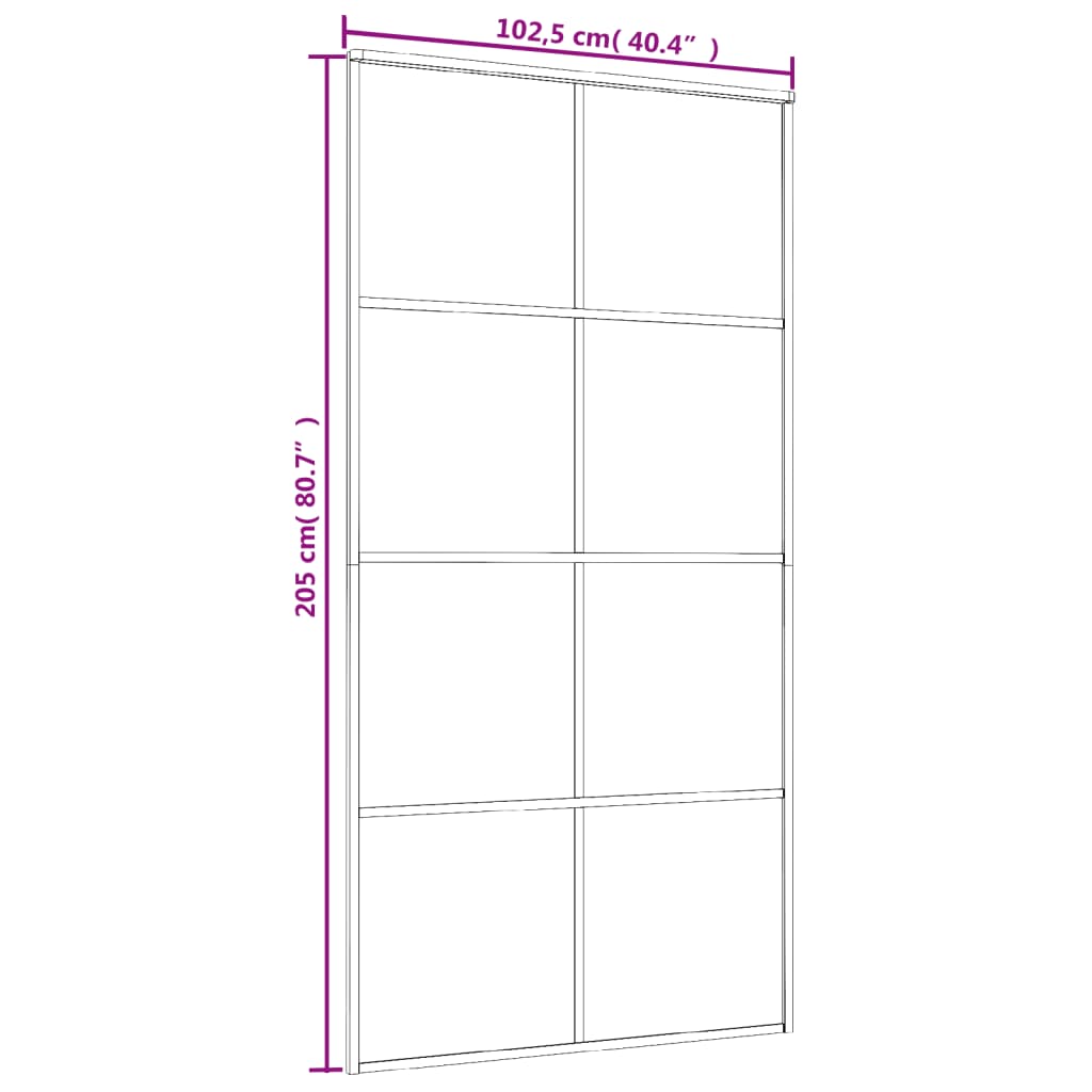 vidaXL Klizna vrata od aluminija i stakla ESG 102,5 x 205 cm crna